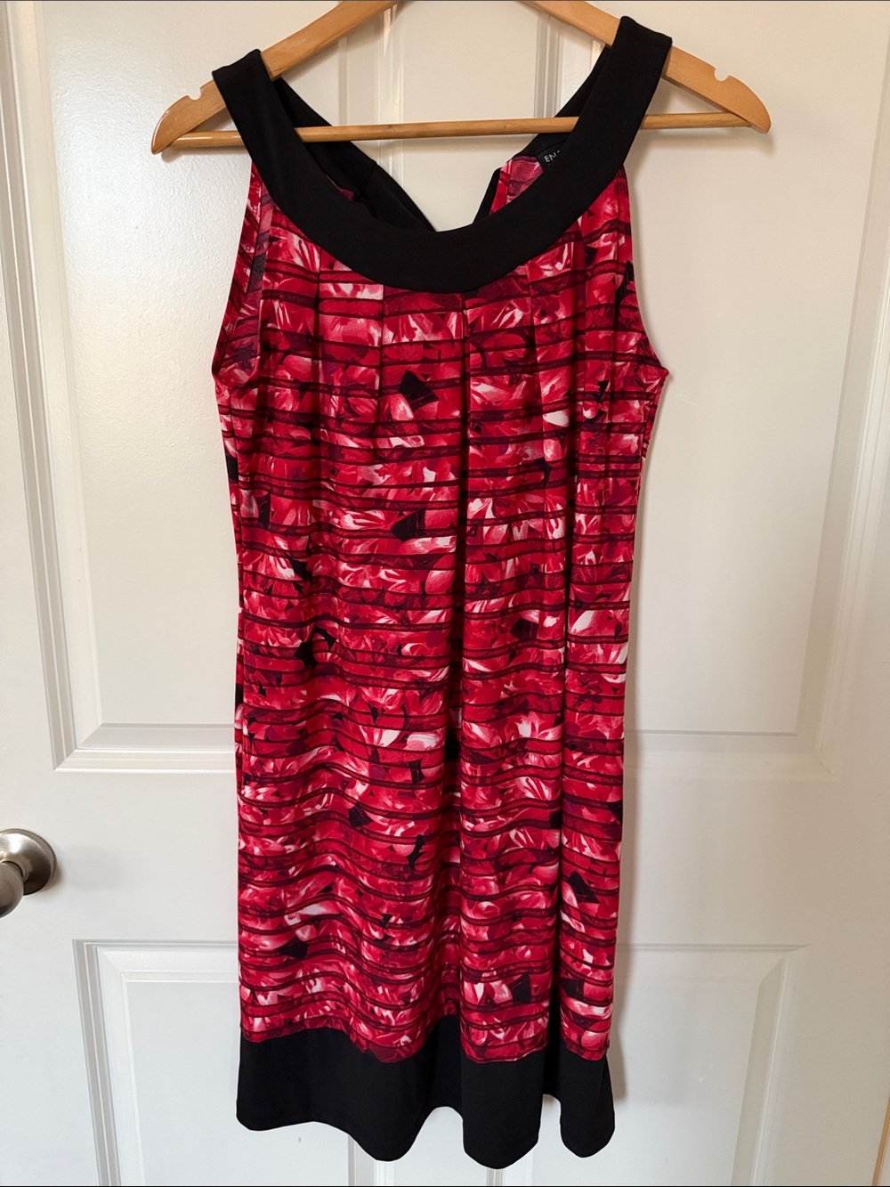 Enfocus Studio Red and Black Patterned Midi Dress